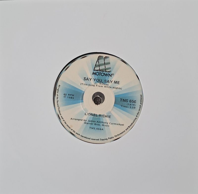 Lionel Richie – Say You, Say Me / Can't Slow Down (7"Single - 1985)