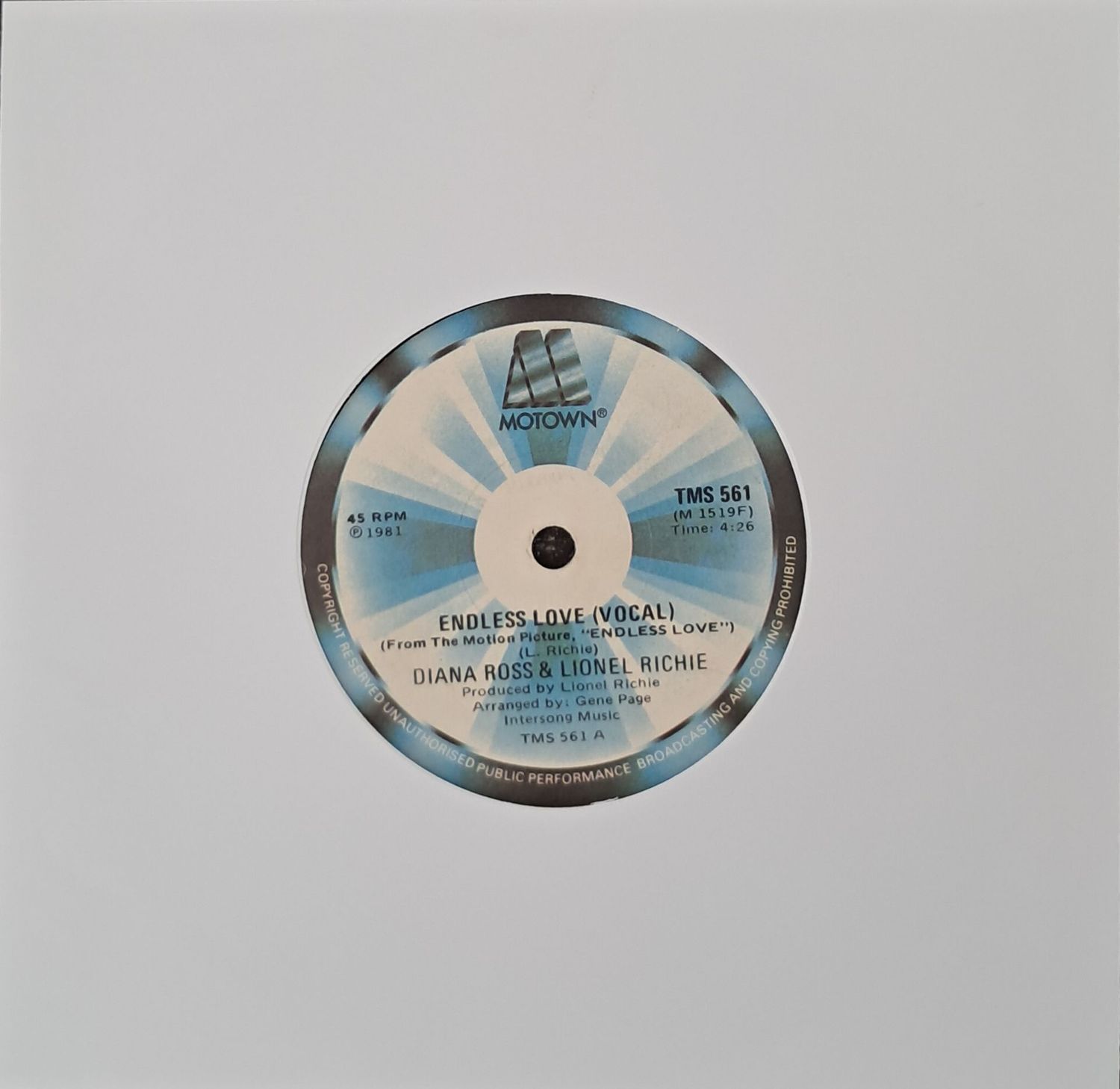 Diana Ross And Lionel Richie – Endless Love (7"Single - 1981)