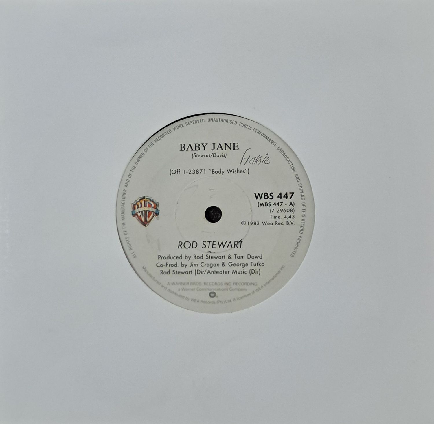 Rod Stewart – Baby Jane (7"Single - 1983)