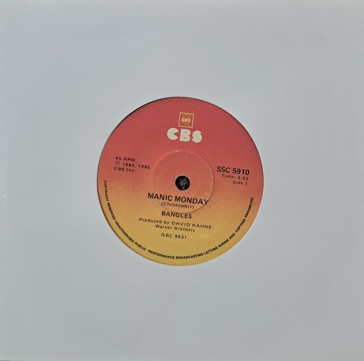 Bangles – Manic Monday / In A Different Light (7"Single - 1986)