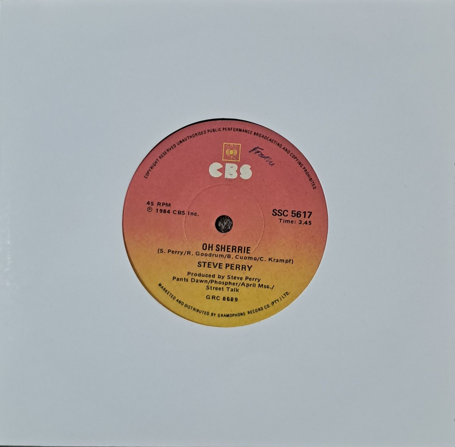 Steve Perry – Oh Sherrie (7"Single - 1984)