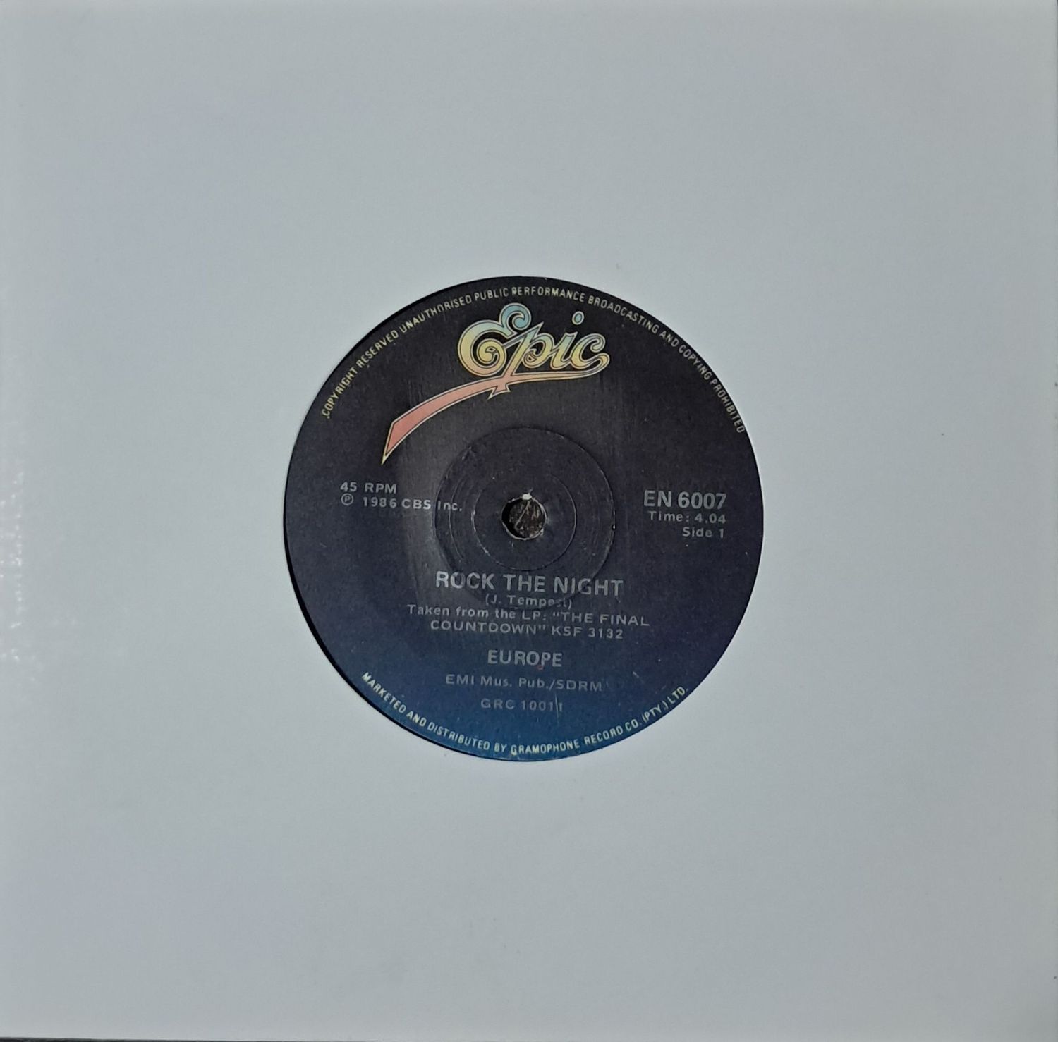 Europe – Rock The Night (7"Single - 1986)