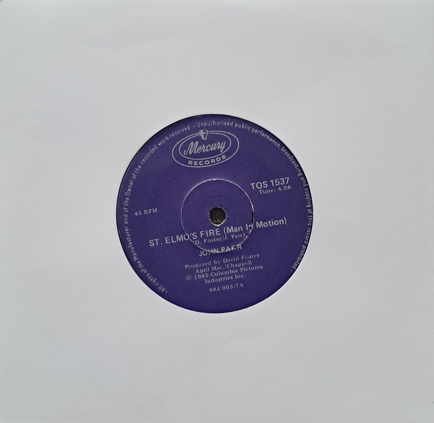 John Parr – St. Elmo's Fire (Man In Motion) (7 John Parr – St. Elmo's Fire (Man In Motion) (7"Single - 1985)