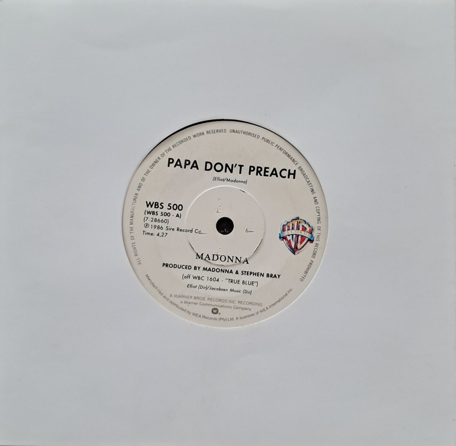 Madonna – Papa Don't Preach / Pretender (7 Madonna – Papa Don't Preach / Pretender (7"Single - 1986)