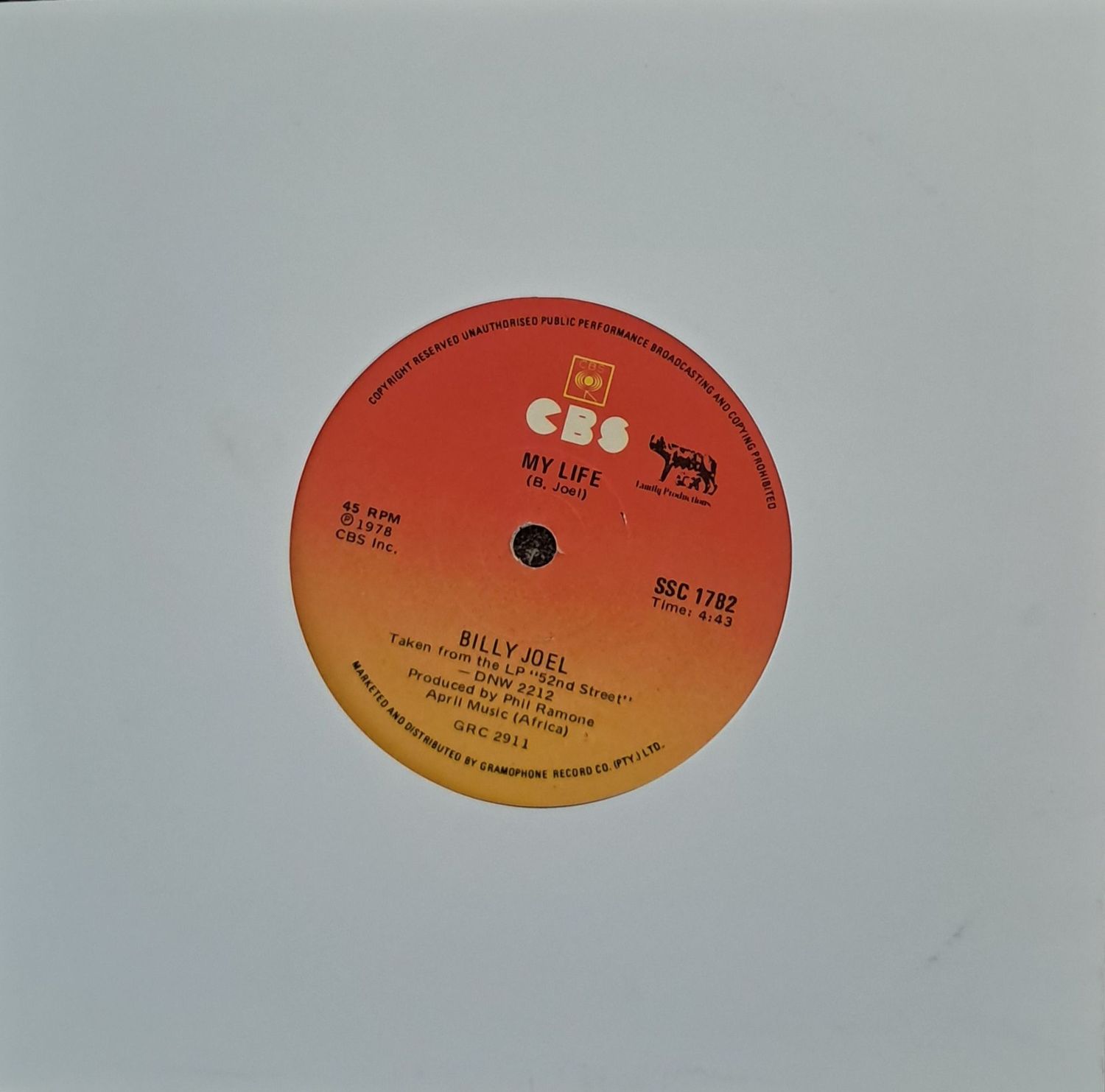 Billy Joel – My Life (7"Single - 1978)