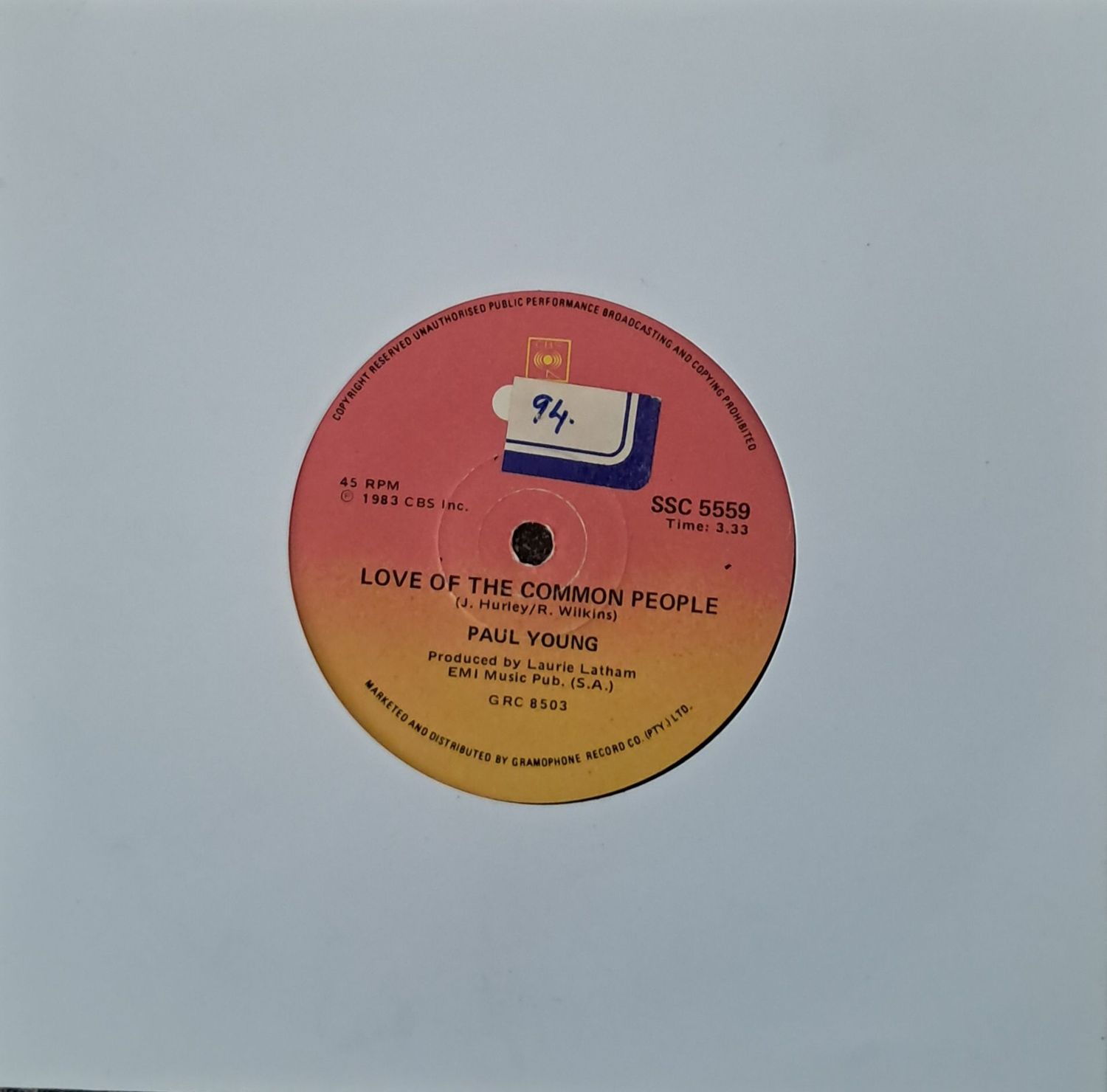 Paul Young – Love Of The Common People (7"Single - 1983)