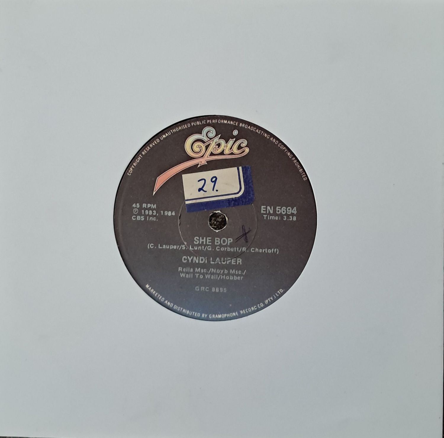 Cyndi Lauper – She Bop (7"Single - 1984)
