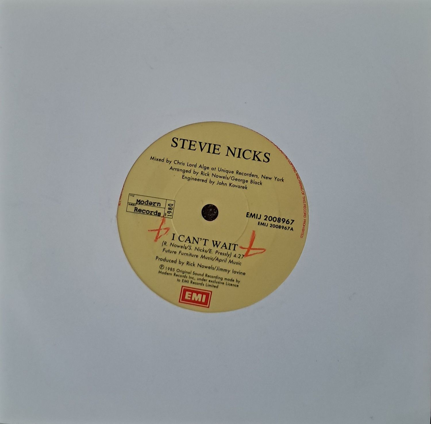 Stevie Nicks – I Can't Wait (7"Single - 1985)
