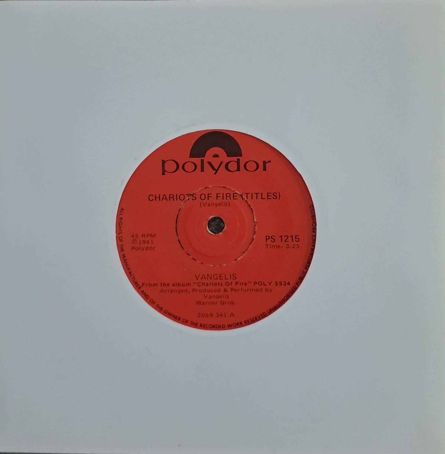 Vangelis – Chariots Of Fire (Titles) (7"Single - 1981)