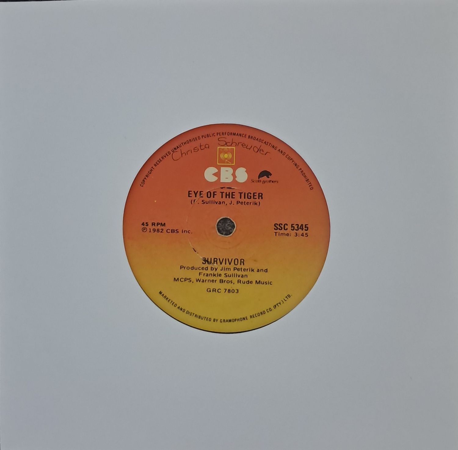 Survivor – Eye Of The Tiger (7 Survivor – Eye Of The Tiger (7"Single - 1982)
