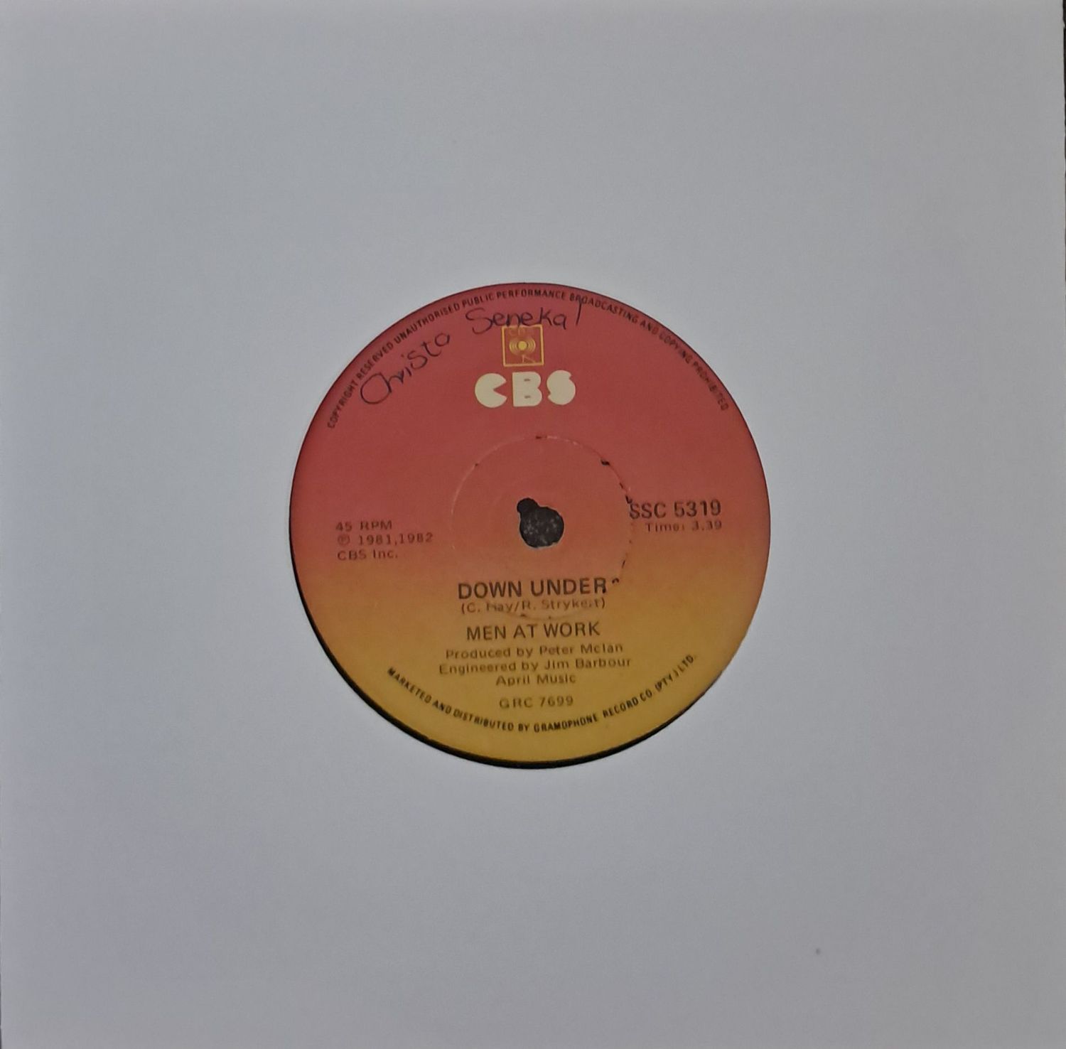 Men At Work – Down Under (7 Men At Work – Down Under (7"Single - 1982)