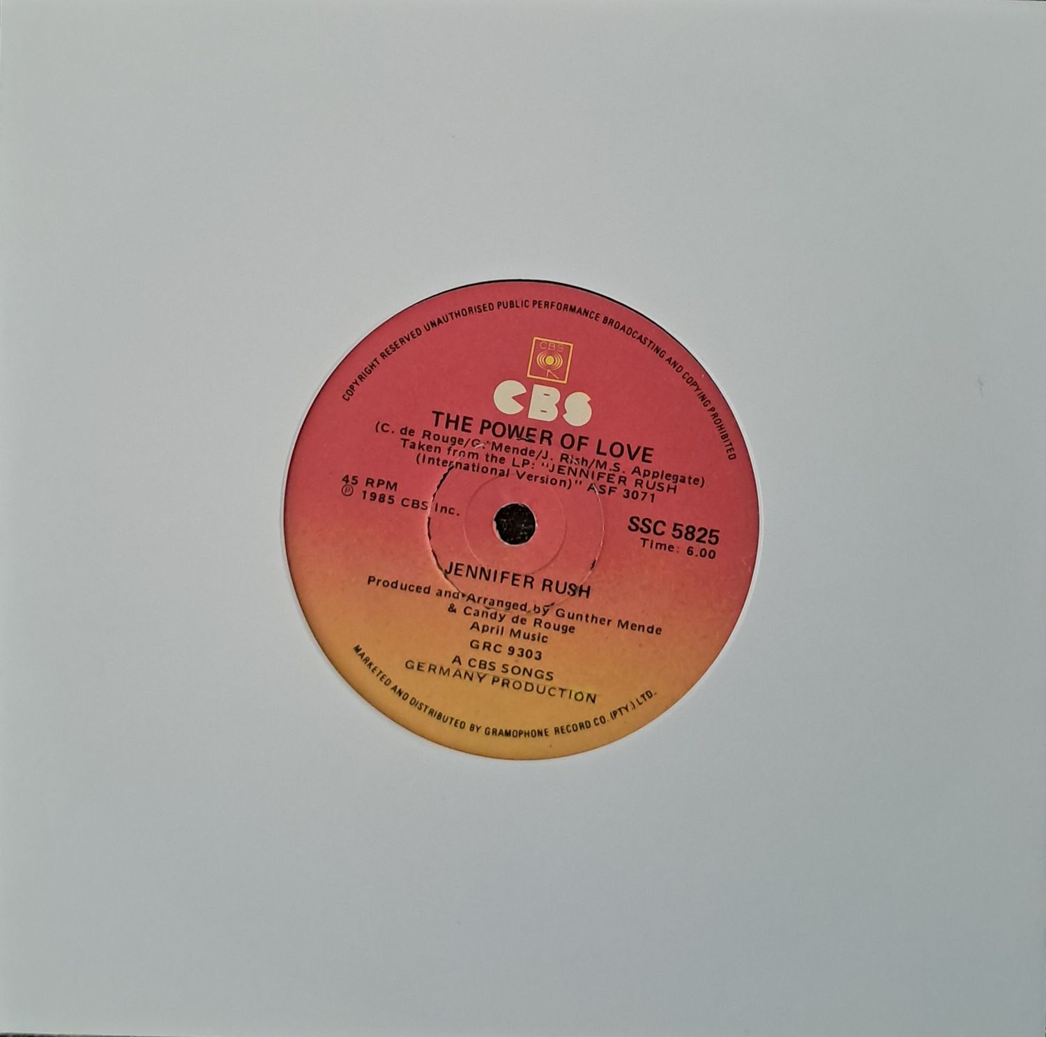 Jennifer Rush – The Power Of Love (7 Jennifer Rush – The Power Of Love (7"Single - 1985)