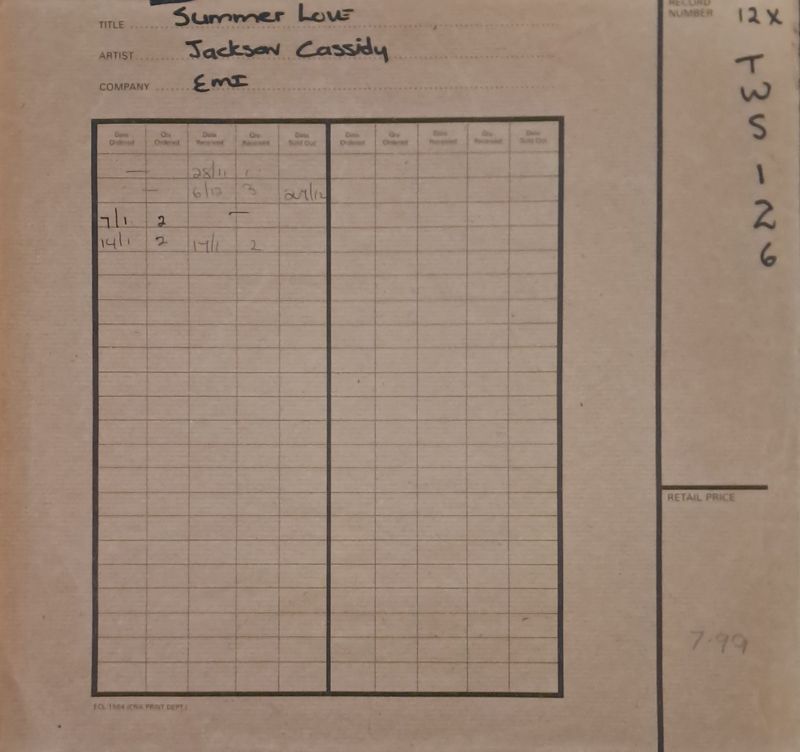 Jackson Cassidy – Summer Love (12"Maxi - 33RPM - 1984)