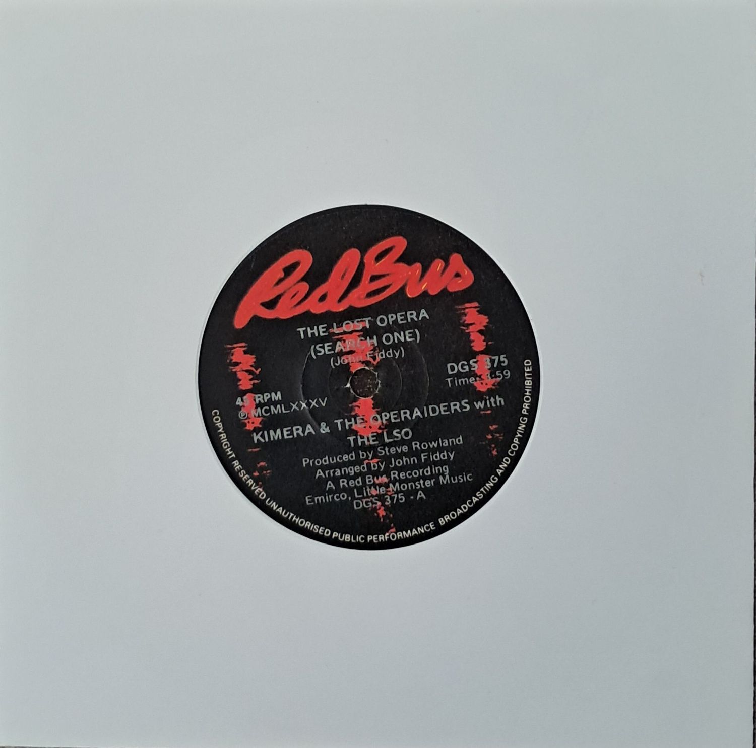 Kimera And The Operaiders With The LSO – The Lost Opera (7 Kimera And The Operaiders With The LSO – The Lost Opera (7"Single - 1985)