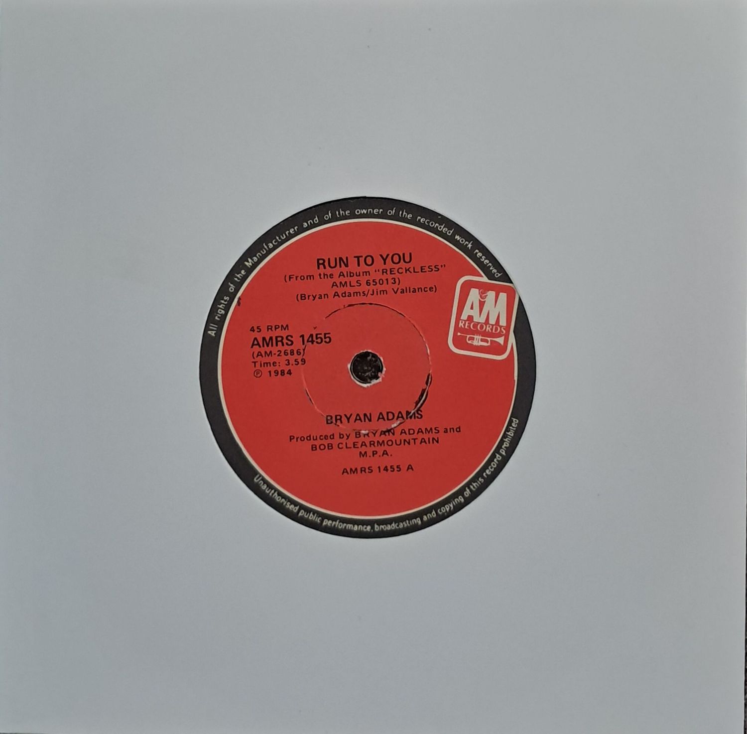 Bryan Adams – Run To You (7 Bryan Adams – Run To You (7"Single - 1985)