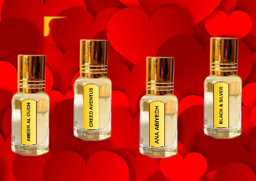 🌸✨ 4 ATTARS PACK OF FAMOUS ATTARS - MOST POPULAR COLLECTION! ✨🌸 Experience the essence of luxury with our exclusive 4 Attars Pack, Creed Aventus, Ameer Al Oud, Black &amp; Silver, and Ana Abiyedh.