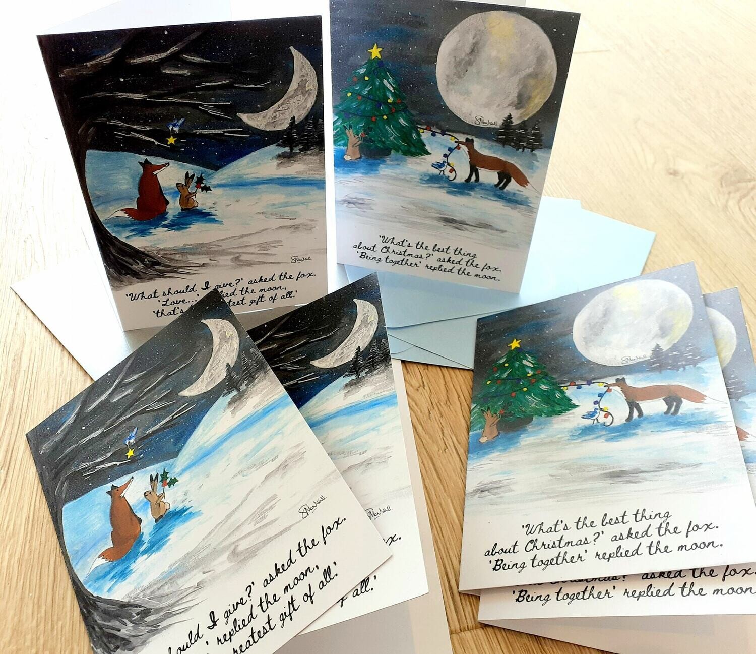 Christmas Cards ~ Set of 6 (two designs) by Fox Under The Moon