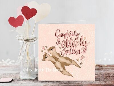 'Otterly Smitten' Single Greeting Card