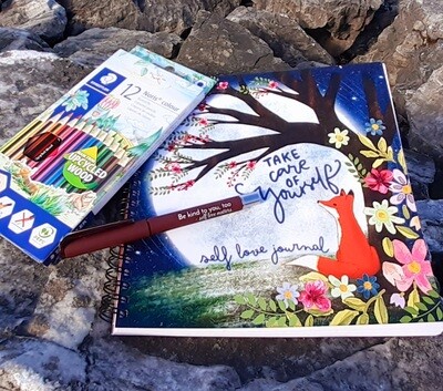 Self-Love Journal & Pen + Colouring Pencil Set