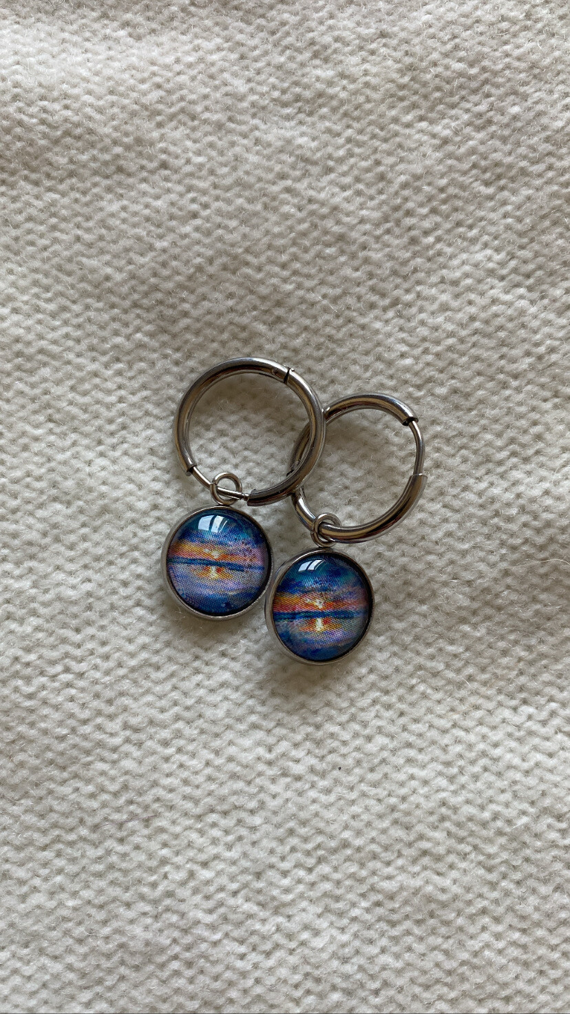 Orecchini MARE cerchio - blue sunset argento