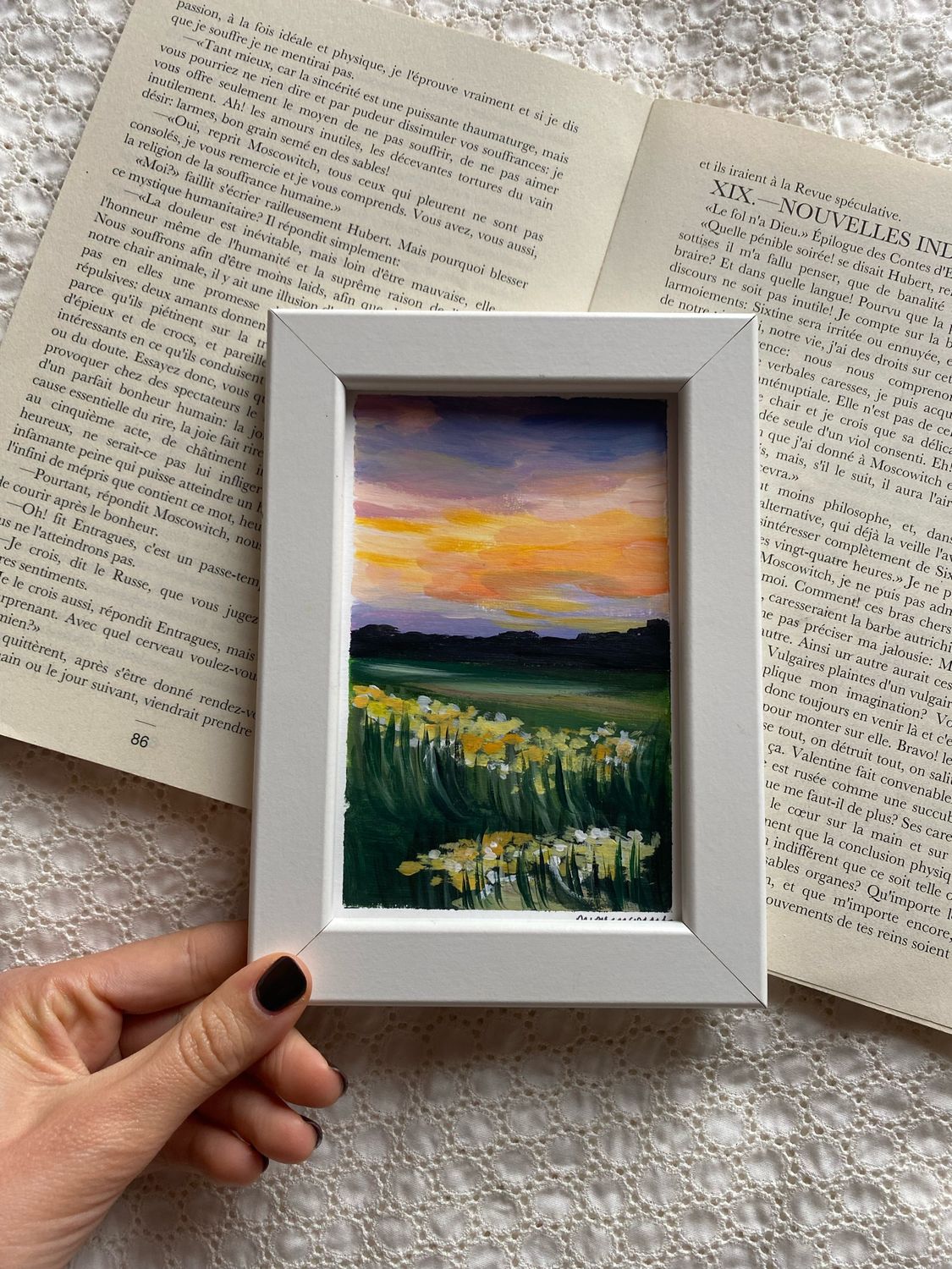 Dipinto &quot;Tramonto su campo&quot;