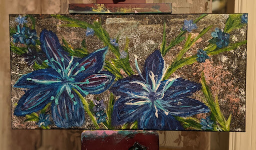 Funky Flowers in Blue by Jenny Coffey