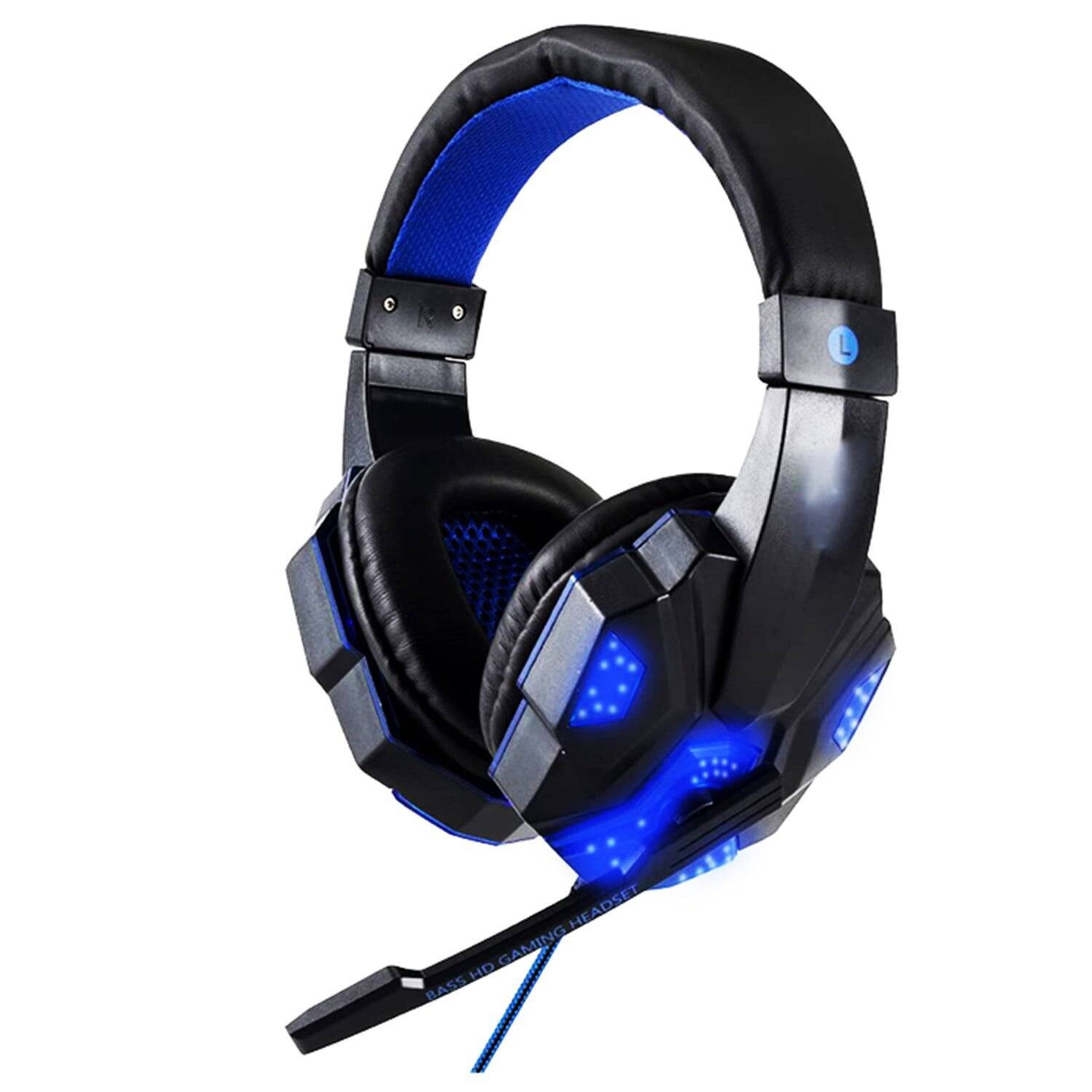Esports Gaming Headset 3.5 mm Wired Stereo Over-ear Pro LED 3D Sound PC Xbox PS4 5 Core HDP GM1