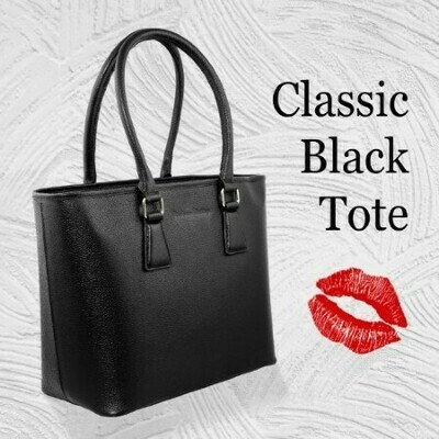 MM Black Italian Leather Tote Bag