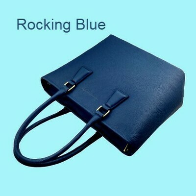 MM Dark Blue Italian Leather Tote Bag