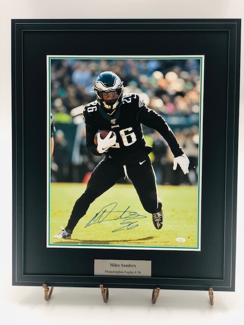 Miles Sanders Custom Framed and Autographed 16x20 Philadelphia Eagles Photo 