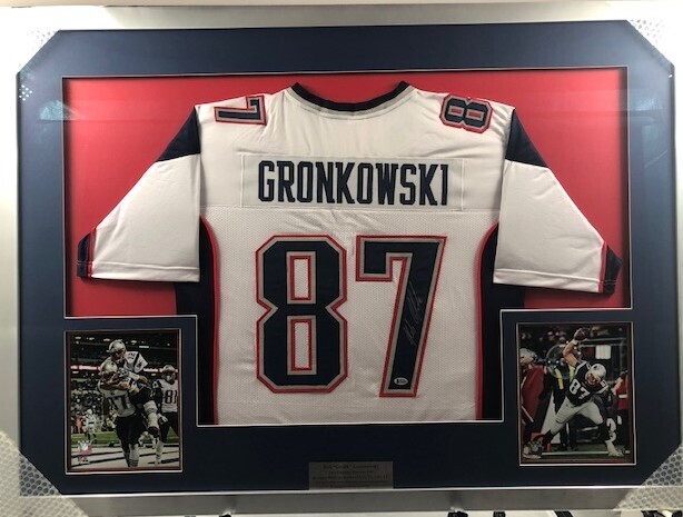 Rob Gronkowski Custom Framed and Autographed New England Patriots Jersey. 