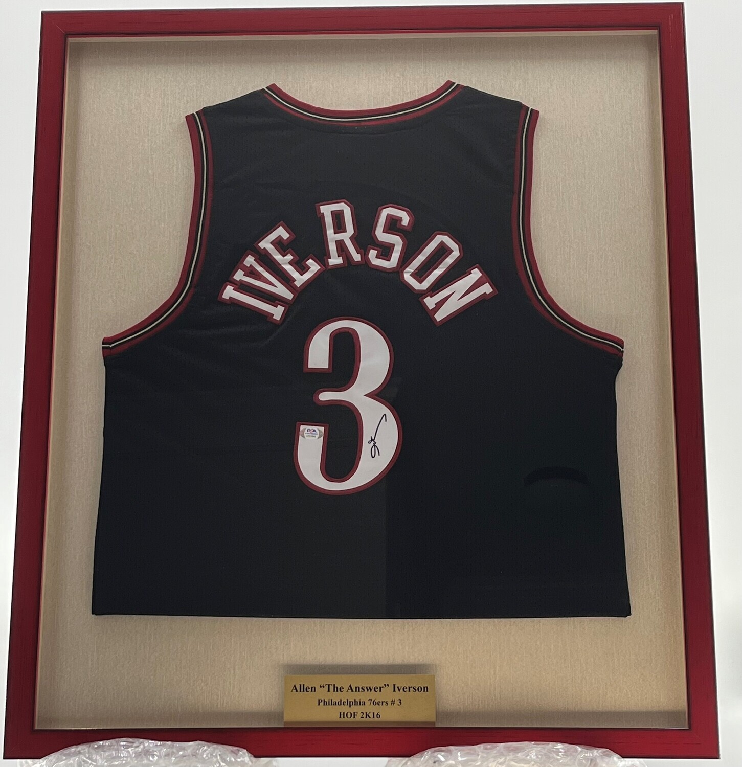 Allen Iverson Signed Mitchell &amp; Ness 76ers Jersey Display (PSA)