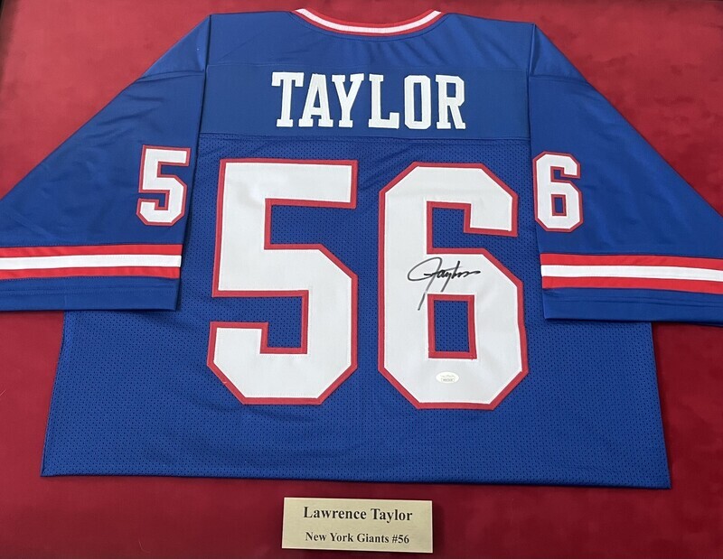 Lawrence Taylor Custom Framed Signed NY Giants Jersey Display