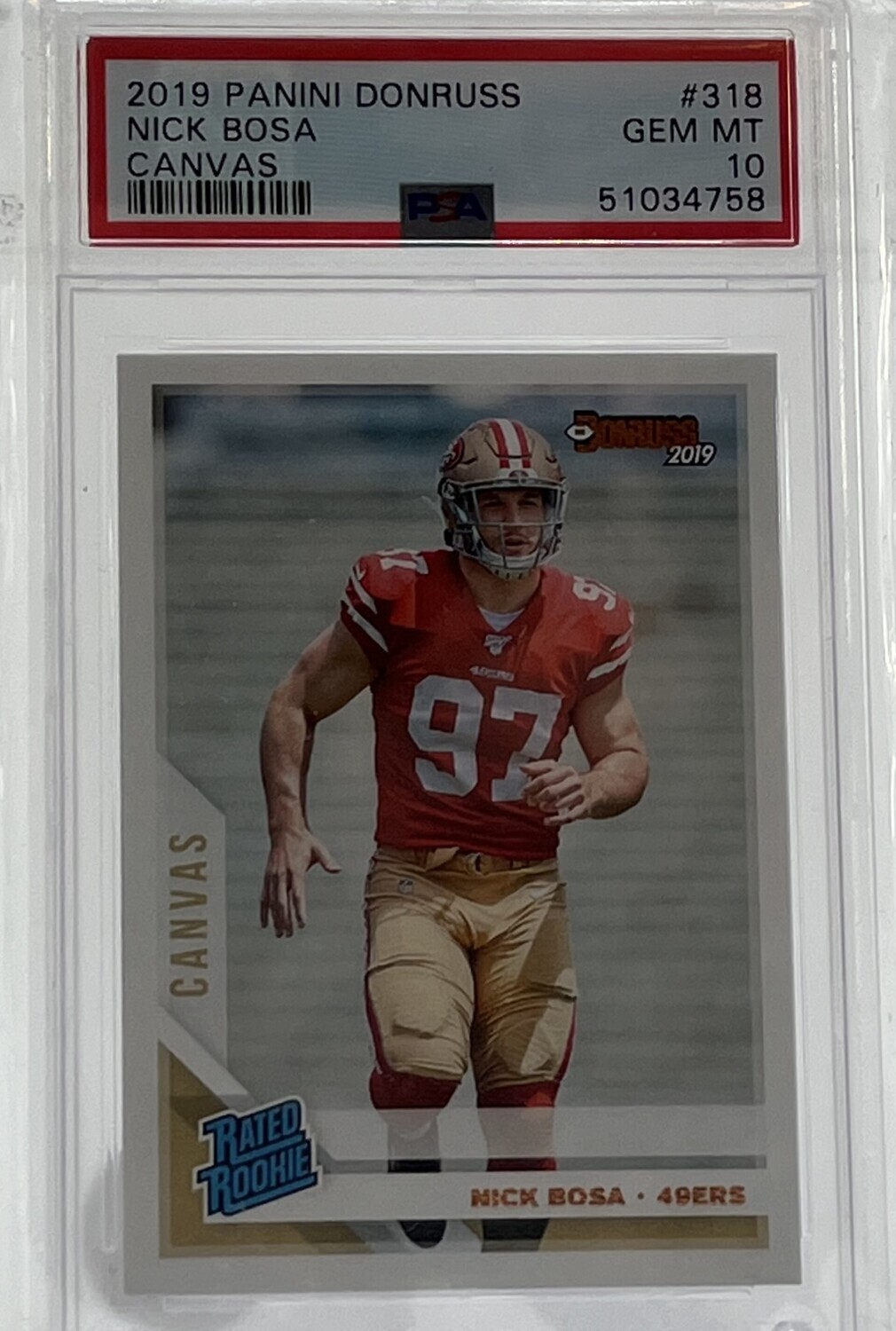 2019 Panini Donruss Nick Bosa  # 318 Canvas PSA Gem Mt 10