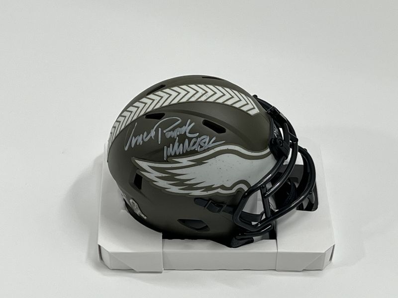 Vince Papale Signed Eagles Salute To Service Alternate Speed Mini Helmet Inscribed &quot;Invincible&quot; (JSA)