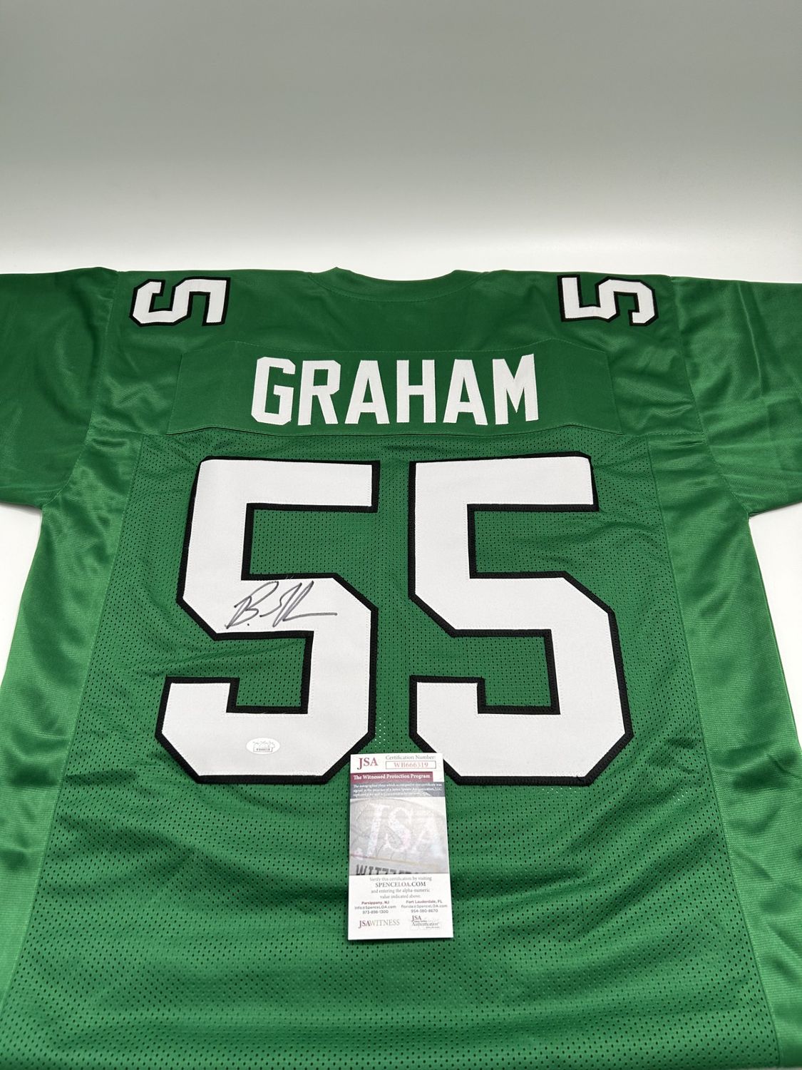 Brandon Graham Signed Custom Kelly Green Jersey (JSA)