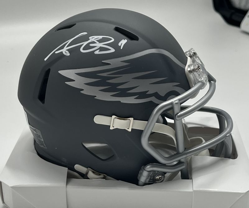 A.J. Brown Signed Eagles Slate Alternate Speed Mini Helmet (Beckett)