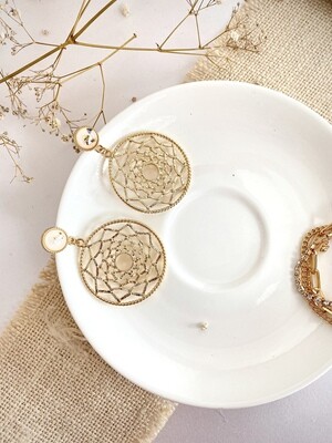 Moroccan Gold Hammered Doublet Earrings