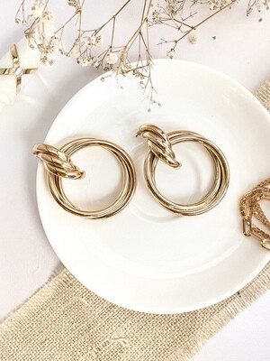 Erica Gold Twisted Double Hoops