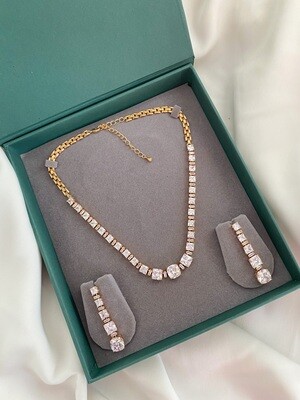 Catherine Gold Rivière Cz Diamond Necklace Set