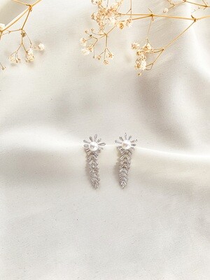 Ivy Crystal Pearls Drop Earrings