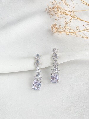 Ivy Radiant Cut Cz Diamond Drop Earrings