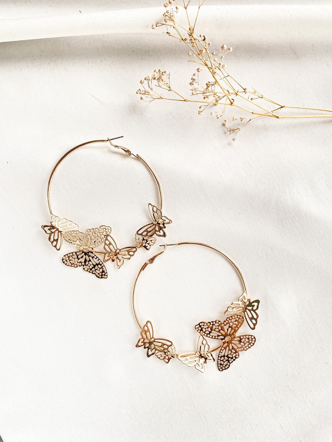 Erica Butterfly Gold Hoops
