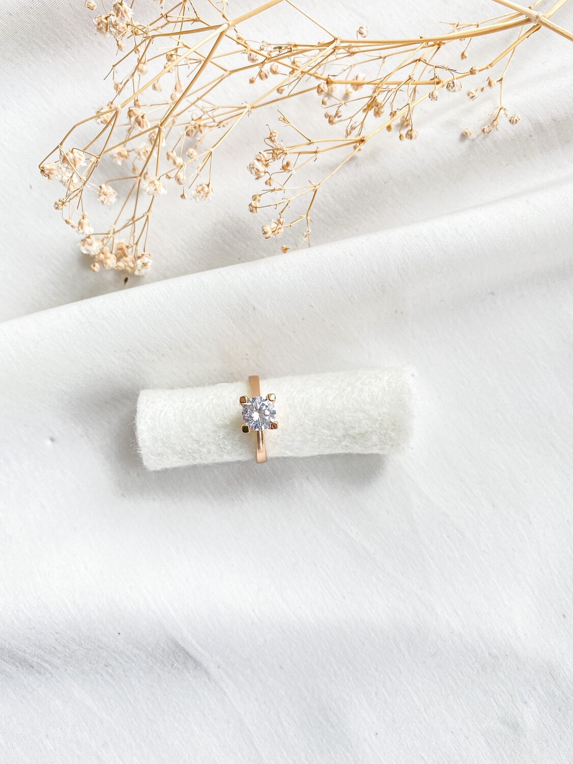 Amy Rose Gold Prong Set Diamond Ring