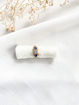 Amy Gold Prong Set Blue Diamond Ring