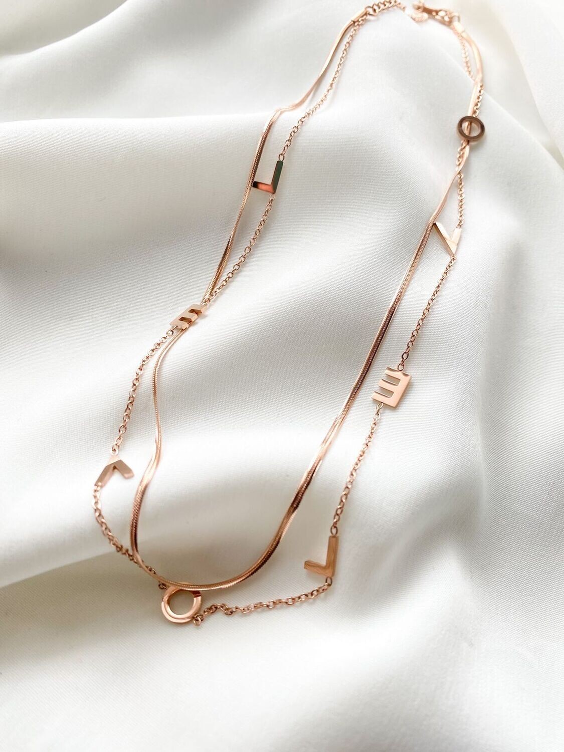 Laura Rose gold Love Layered Necklace