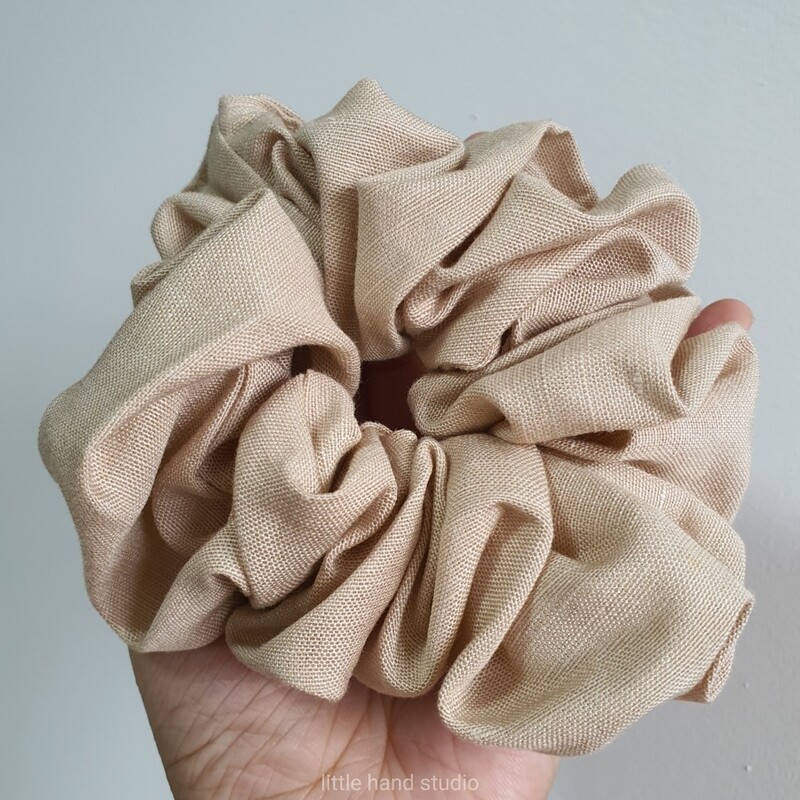 Beige Linen Happy Scrunchie