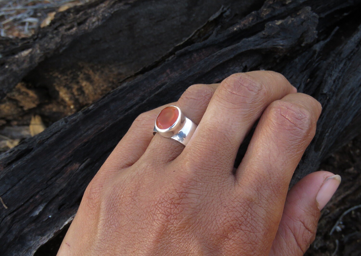 Sterling Silver Carnelian Gemstone Ring RI-958