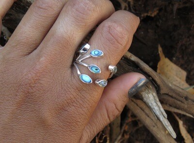 Handmade Sterling Silver Abalone Shell Women's Ring RI-965