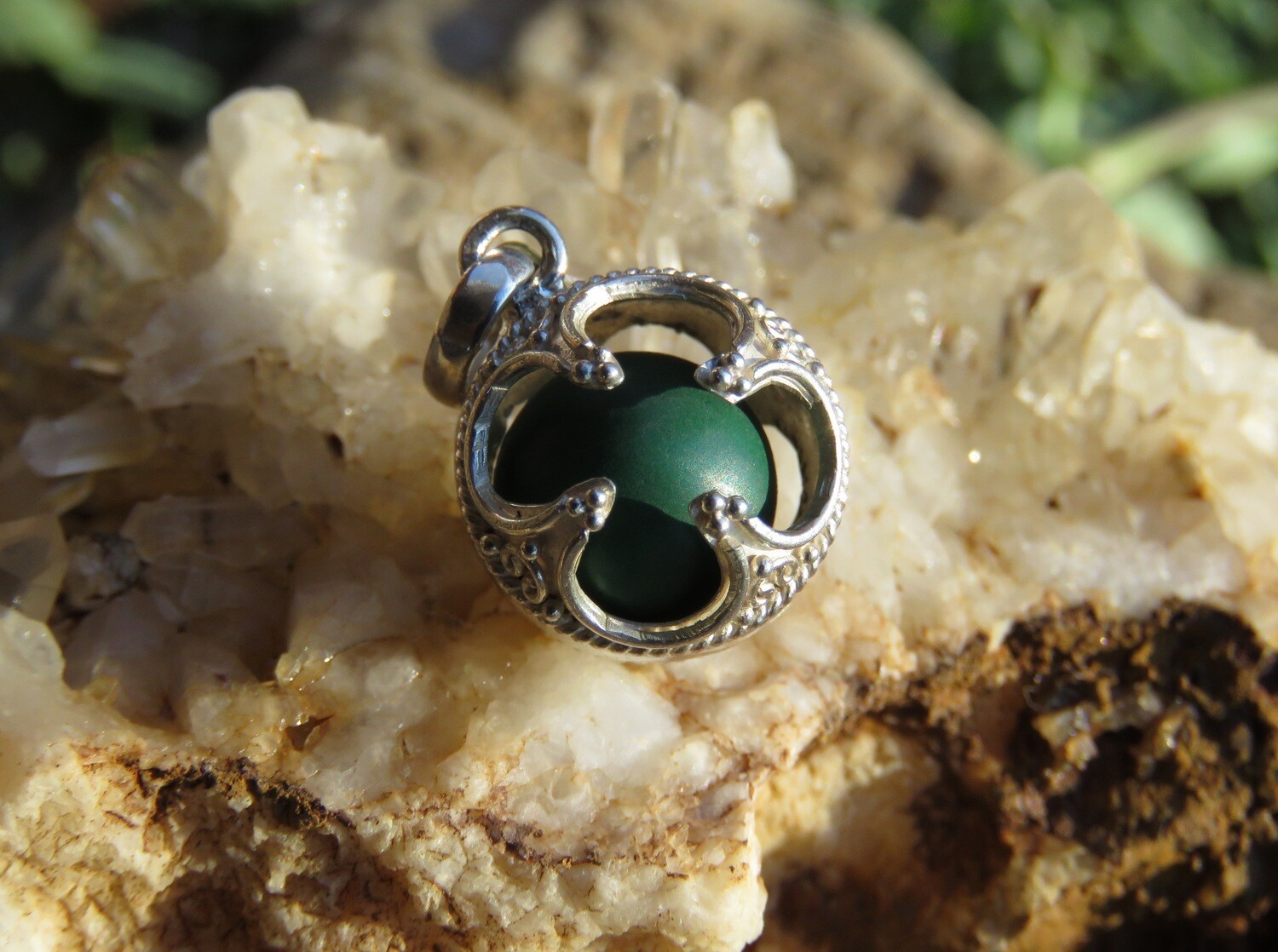 Sterling Silver Green Chime Ball Pendant CH-404